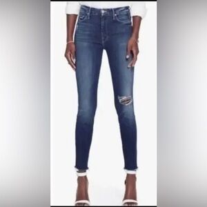 Mother High Waisted Looker Ankle Fray Jeans, size 27